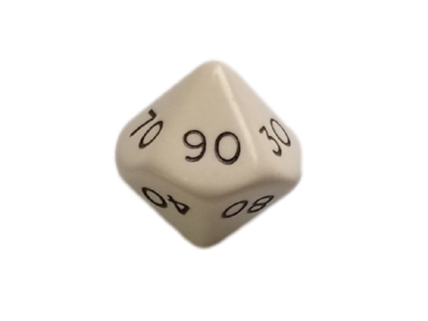 Opaque Ivory D10 00-90 Percentile Polydice